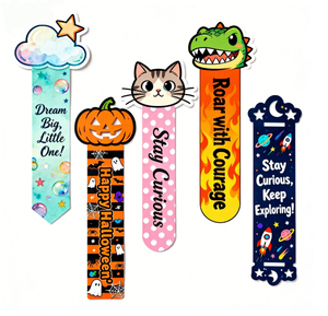 Etichette Adesive Fustellate Personalizzate per Carte, Segnalibri in Stile Cartone Animato per Bambini, Ideali per la Lettura - Product Image 6
