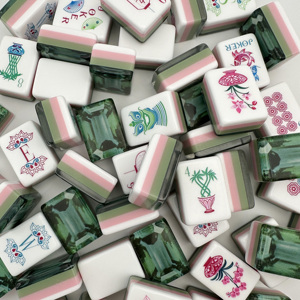 Supports et poussoirs pour tuiles de mahjong en acrylique américain de <span class=keywords><strong>20</strong></span> pouces, motif écaille de tortue, blanc transparent, à double feston avec poussoirs magnétiques - Product Image 4