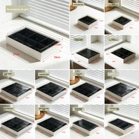 Boîte à dessert rectangulaire premium à 9 compartiments variés, insert en plastique noir, plateau pour fruits, pâtisseries, desserts, emballages en papier