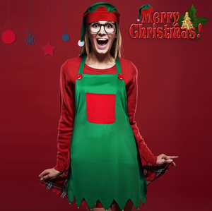 Suministros <span class=keywords><strong>de</strong></span> Disfraces para Fiesta <span class=keywords><strong>de</strong></span> Navidad Pafu, <span class=keywords><strong>Disfraz</strong></span> <span class=keywords><strong>de</strong></span> <span class=keywords><strong>Duende</strong></span> Verde y Rojo, Delantal y Gorro Navideños - Product Image 2