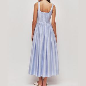 Robe midi pour femme de haute qualité, personnalisée, douce et confortable, avec fermeture éclair dissimulée au dos, sans manches, taille cintrée, pour femme - Product Image 2