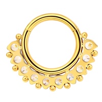 Anneau de nez segmenté articulé en titane ASTM F136 Eternal Metal pour enfant, serti de zircone cubique, style classique de mariage, à porter à l'avant