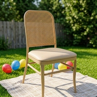 Chaise d'appoint de salle à manger verticale convertible écologique avec dossier en cannage, coussin rembourré et structure en bois grainé, pour salle de bain et cave à vin