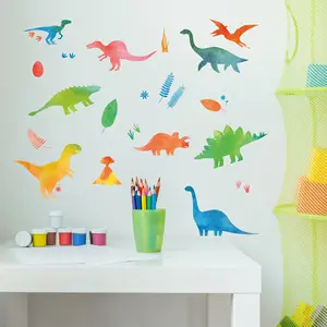 跨界卡通儿童房恐龙动物墙贴墙面装饰反光贴纸