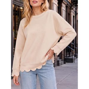 Sudadera Oversize Personalizada para Mujer con Cuello Redondo, Dobladillo Festoneado, Manga Larga, Suave y Cómoda, Estilo Casual - Product Image 3