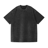 T-shirt Oversize Personnalisé avec Logo 100% Coton Peigné Épais Uni Délavé à l'Acide Effet Vieilli Streetwear Unisexe Coupe Ample
