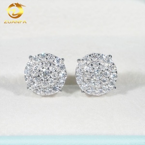 Nouveautés en vrac en stock Iced Out <span class=keywords><strong>Prix</strong></span> le plus bas Argent sterling 925 VVS1 Moissanite <span class=keywords><strong>Diamant</strong></span> Hip Hop Boucles <span class=keywords><strong>d</strong></span>'oreilles <span class=keywords><strong>Homme</strong></span> - Product Image 6