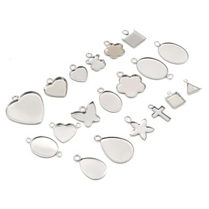 Stainless Steel Gemstone Settings Mixed Shapes Pendant Bases For Necklace Making Smooth Steel Color - Product Image 1