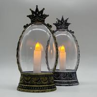 Mini LED OEM rétro imprimé scène de Noël scintillante, couronne en plastique, lumière chaude sans flamme flottante, décoration de table pour une ambiance festive