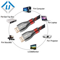 Câbles hdmi à hdmi, coque métallique plaqué or, 8K 24K, en nylon noir tressé, pour HDTV, PS3, meilleure vente 2021