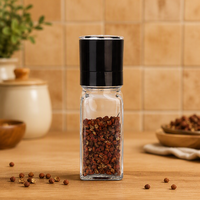 Moulin à épices, sel et poivre en verre carré vide de 120 ml, personnalisable, très demandé pour la cuisine