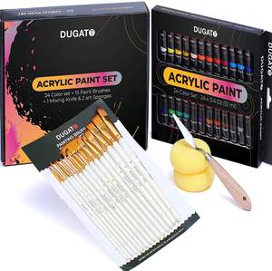 Ensemble de peinture acrylique de qualité artistique Bonvan Bbv7030 12 ml, 24 couleurs, peinture artistique, comprend des pinceaux, toile, bois, tissu, céramique, artisanat - Product Image 6