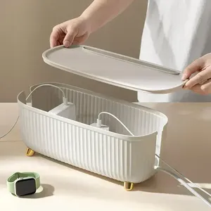 Boîte de gestion des câbles de bureau avec couvercle et sortie <span class=keywords><strong>pour</strong></span> câbles, organiseur de multiprises <span class=keywords><strong>pour</strong></span> <span class=keywords><strong>fils</strong></span> et prises - Product Image 3