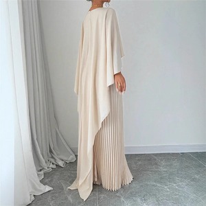 Conjunto <span class=keywords><strong>de</strong></span> <span class=keywords><strong>Vestido</strong></span> <span class=keywords><strong>Largo</strong></span> Plisado Elegante <span class=keywords><strong>de</strong></span> Color Rojo Sólido con Mangas Largas, 2 Piezas, para Mujer, para Fiestas y Cenas - Product Image 3