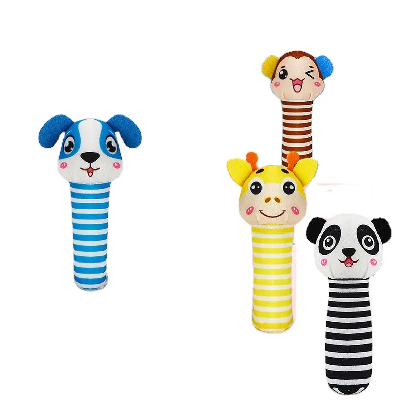 RTS New Arrival Cartoon Cute Animal Plush Baby Grasping Toy Rattle Soothing Doll