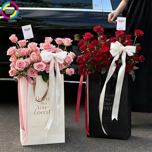 Sac en papier de luxe extra large pour fleuriste, avec logo personnalisé, sac fourre-tout cadeau pour arrangements floraux surdimensionnés - Product Image 3