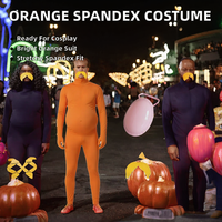 Costume de combinaison orange pour homme en polyester avec barbe et sourcils, tenue de cosplay pour fête d'Halloween pour adultes
