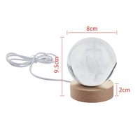 Lampe de nuit LED boule de cristal 3D 6cm 8cm avec base en bois, motif Vierge Marie et croix, écologique, design personnalisable, pour décoration de mariage et de maison