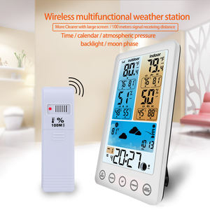 Higrometer Suhu Nirkabel yang Dikendalikan Radio Prakiraan Cuaca Layar Berwarna Kalender Stasiun Cuaca Jam Alarm Elektronik - Product Image 1