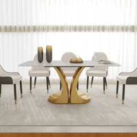 Table à manger rectangulaire en marbre pour 6 personnes, style moderne et luxueux, en pierre frittée, meubles de maison, livraison directe depuis les États-Unis, VOXHOME USA
