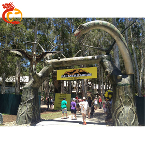 Parc à thème une porte d'entrée au parc thème des dinosaures animatronics modèles mobiles tête d'entrée porte du parc des dinosaures à vendre - Product Image 1