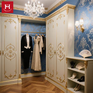 HappyHouses 2025 Luxe Classique Doré Or Style Ethnique Européen Motif Moyen-Orient Armoire <span class=keywords><strong>Dressing</strong></span> Fournisseur Usine - Product Image 2