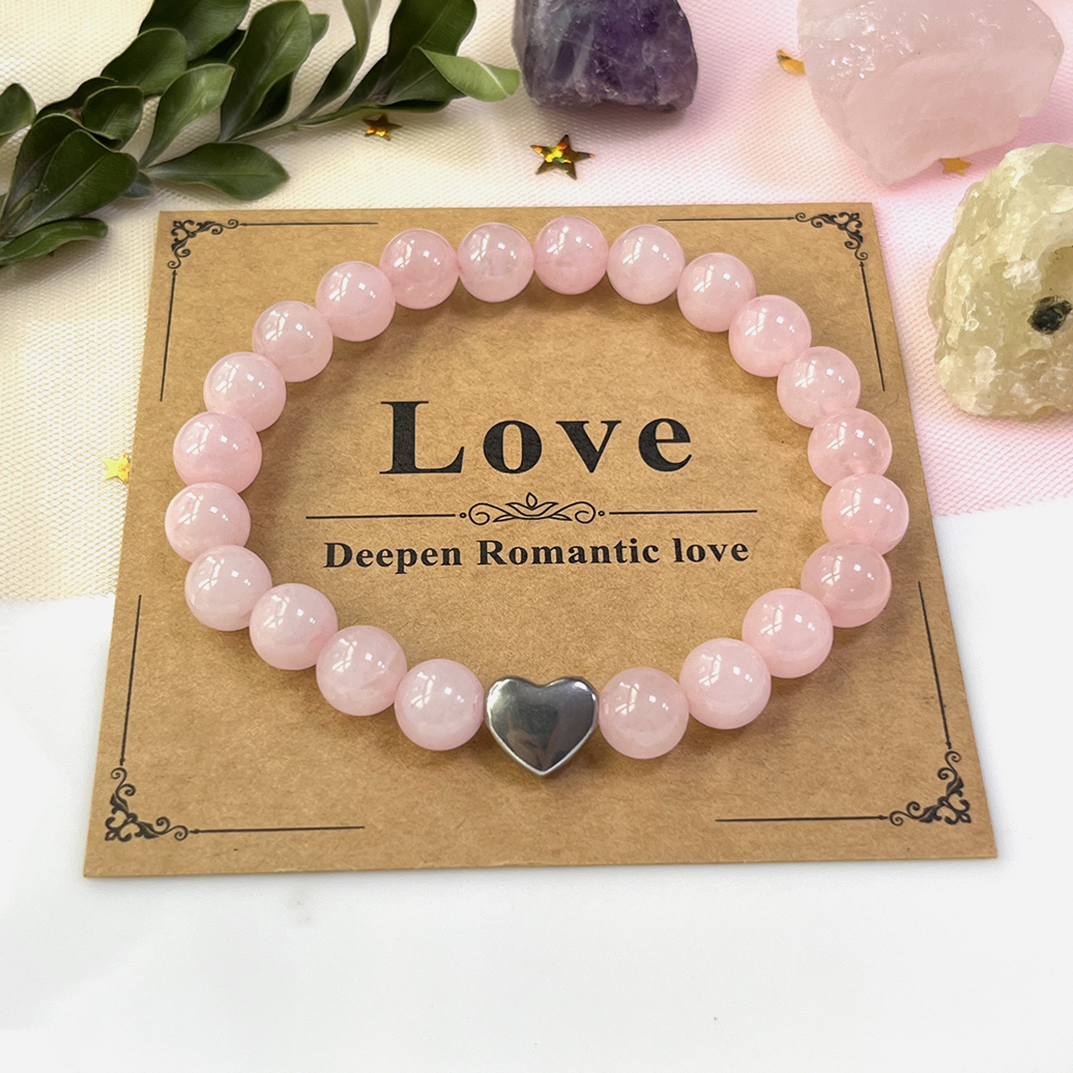 Quartz rose naturel - Or