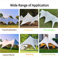 Chapiteau de fête extérieur Glamping Garden Tente d'événement extensible en forme d'étoile Tente d'auvent pliante à dessus plat