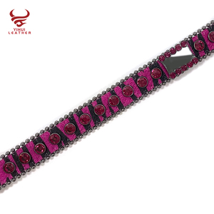 Logo personalizzato Diamond <span class=keywords><strong>Dog</strong></span> Bark Collar accessori per cinturini in pelle Bling Bling Violet strass collare per animali domestici cinture BB - Product Image 6