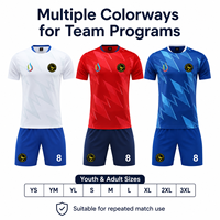 Ensemble de maillots et shorts de football personnalisés, uniformes d'équipe personnalisés, respirants, à séchage rapide, vente en gros pour les clubs et les écoles avec nom et numéro