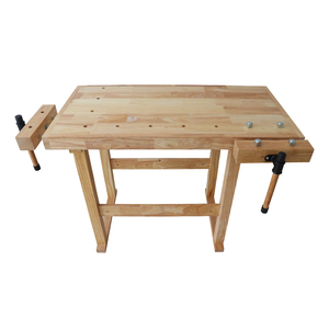 Banc de travail multifonction en bois de caoutchouc avec étau - Product Image 1