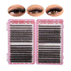 Kit Ciglia Finte Individuali a Ciuffetti Volumizzanti con Curvatura <span class=keywords><strong>D</strong></span>, Kit Fai-da-te con Adesivo, Sigillante e Solvente - Product Image 2