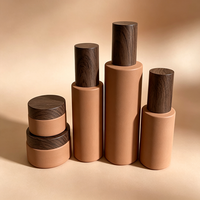 Ensemble de flacons cosmétiques ronds mats de 30 ml avec couvercle en bois, flacons vides pour toner, lotion, sérum, pot pour crème pour le visage, emballage écologique pour soins de la peau