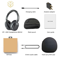 Headphone Qualcomm AptX Bluetooth 5.2 ANC Peredam Kebisingan Aktif Over-Ear Nirkabel dengan Waktu Putar 20 Jam untuk Perjalanan