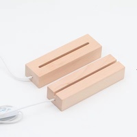 Base LED en bois alimentée par USB de 5mm, lumières colorées RVB blanches/froides européennes pour lampes de nuit en plexiglas acrylique 3D pour utilisation dans la chambre