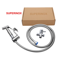 SUPERINOX Pulvérisateur de bidet tout-en-un avec vanne en T et support mural inclus