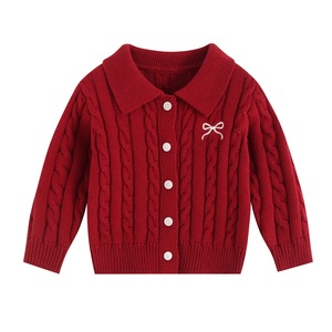 Ensemble de vêtements en tricot pour bébé OEM ODM, cardigan à col en V, jupe pour bébé, robe, vêtements d'automne et d'hiver pour filles, tout-petits - Product Image 3