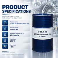 Huile de turbine à vapeur industrielle Kunlun L-TSA 46 68 pour systèmes de turbines à vapeur et équipements électriques