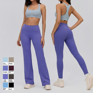 Ensemble de yoga transfrontalier pour femme en tissu soyeux effet seconde peau, collection Printemps/Été 2026, coupe ample, décontracté et élégant, prêt à porter comme vêtement d'extérieur - Product Image 1