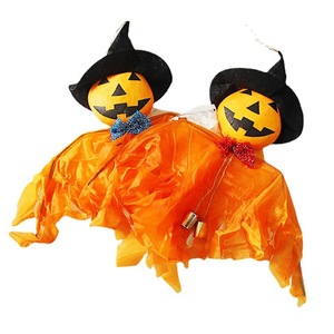 Décorations d'Halloween en forme de tête de citrouille avec chapeau de sorcière et cape orange, décorations d'intérieur pour accessoires de fête, vente en gros - Product Image 5