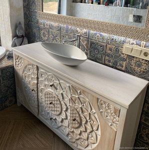 Buffet Jodhpuri Woods Naxu sculpté à la main, construction en bois massif, design élégant sculpté à la main, finition durable - Product Image 2