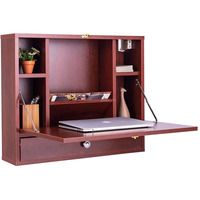 Bureau d'ordinateur portable pliable à monter au mur, tiroir et étagère de rangement pour la maison