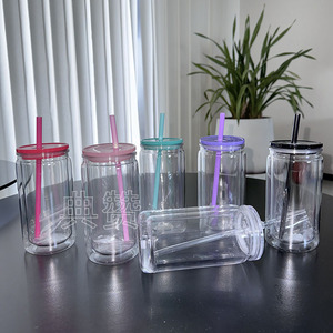 Gobelet de voyage en verre borosilicate à double paroi de 16 oz avec poignée, couvercle à paille, sans BPA, compatible lave-vaisselle, pour café, vente en gros - Product Image 3