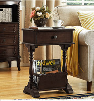 Meuble porte-journaux, table d'appoint, porte-revues sur pied, table d'appoint de canapé, table d'angle, table de chevet en bois massif