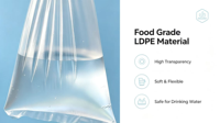 Sac de stockage d'eau en HDPE de qualité alimentaire, à trois soudures latérales, pliable, grande capacité, impression flexo, pour usage domestique
