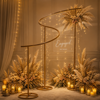 Support de toile de fond professionnel réglable en métal en forme de S, support mural doré pour mariage, célébration, style élégant et classique