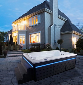 Pearl White LED <strong>Lighting</strong> Acrylic Outdoor <strong>Bathtubs</strong> Whirlpools <strong>for</strong> Villa Hotel Holiday House - Product Image 6