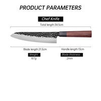 Couteau Gyuto Japonais Forgé à la Main Garwin OEM Personnalisé en Acier Inoxydable avec Manche en Bois d'Ébène pour Cuisine Professionnelle Vente en Gros
