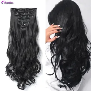 Wholesale Cheap Blonde Long22''Straight Ombre New High Quality 5 Clip Heat Resistant Synthetic Clip In Hair Extensions For Women