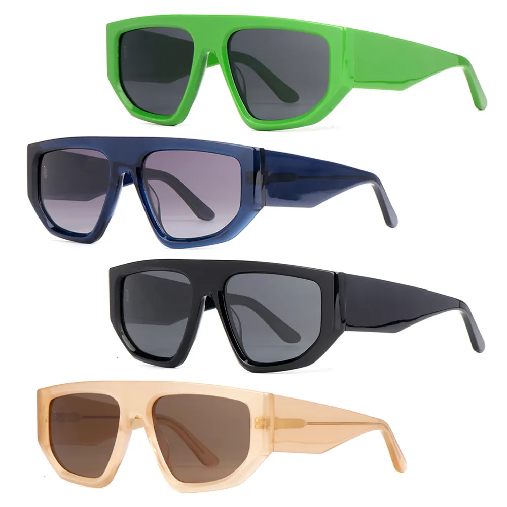 2023 Futuristic Fashion Unisex Modern Trendy Black Cat Eye Shades UV400 Custom Logo Oversized Acetate Polarized Sunglasses